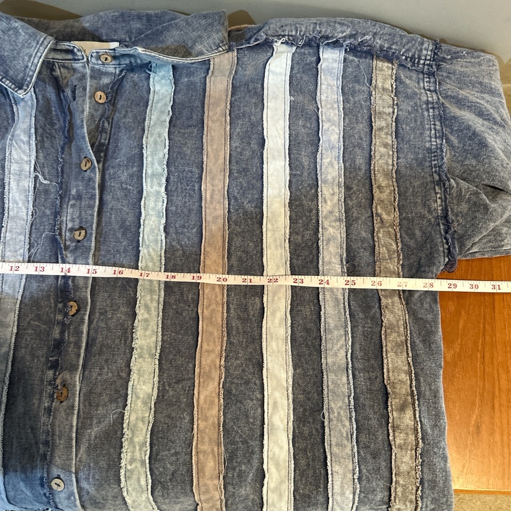 Oli & Hali Blue Patchwork Striped Button Down Shi… - image 5